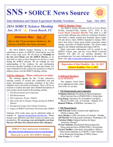 SNS • SORCE News Source 2014 SORCE Science Meeting A