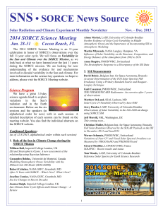 SNS • SORCE News Source 2014 SORCE Science Meeting Jan. 28-31