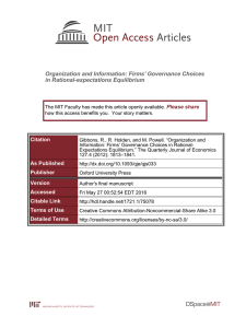 Organization and Information: Firms' Governance Choices in Rational-expectations Equilibrium Please share