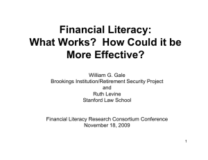 Financial Literacy: What Works?  How Could it be More Effective?