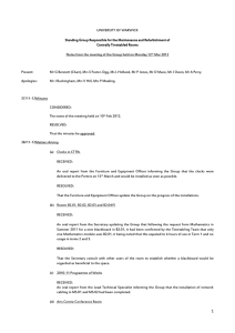 UNIVERSITY OF WARWICK  Centrally Timetabled Rooms
