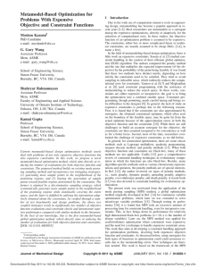 Metamodel-Based Optimization for Problems With Expensive Objective and Constraint Functions 1