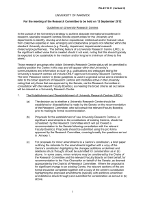 UNIVERSITY OF WARWICK Guidelines on University Research Centres