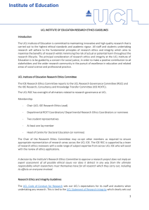 UCL INSTITUTE OF EDUCATION RESEARCH ETHICS GUIDELINES Introduction