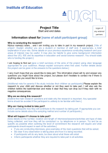 Project Title  Information sheet for [name of adult participant group]
