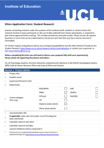 Ethics Application Form: Student Research