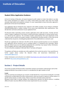 Student Ethics Application Guidance