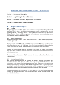 Collection Management Policy for UCL Qatar Library