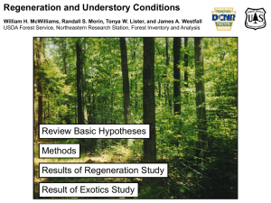 Regeneration and Understory Conditions Review Basic Hypotheses Methods Results of Regeneration Study
