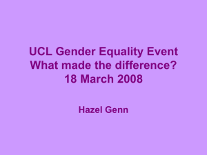 UCL Gender Equality Event What made the difference? 18 March 2008 Hazel Genn