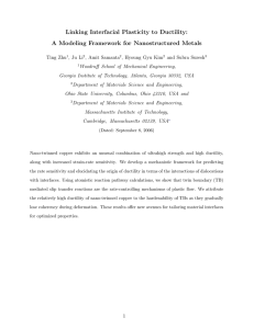 Linking Interfacial Plasticity to Ductility: A Modeling Framework for Nanostructured Metals