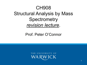 CH908 Structural Analysis by Mass Spectrometry revision lecture