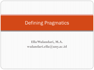Defining Pragmatics Ella Wulandari, M.A.