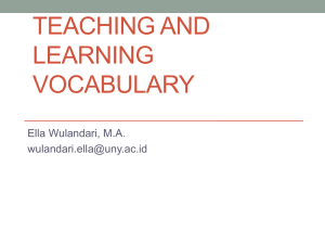 TEACHING AND LEARNING VOCABULARY Ella Wulandari, M.A.
