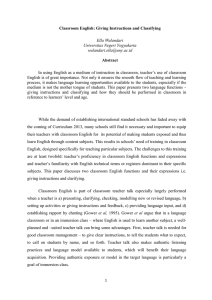 Classroom English: Giving Instructions and Classifying Abstract Ella Wulandari Universitas Negeri Yogyakarta