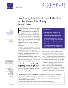 F Developing Quality of Care Indicators for the Vulnerable Elderly The ACOVE Project