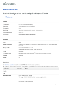 Anti-Nitro tyrosine antibody (Biotin) ab27646 Product datasheet 1 References Overview