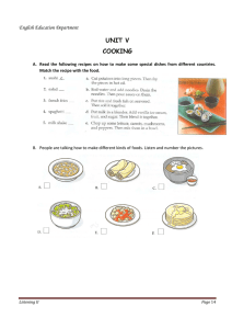 UNIT V COOKING English Education Department