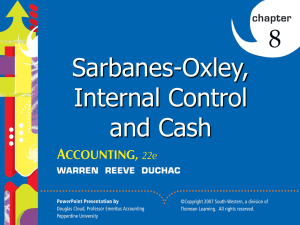 8 Sarbanes-Oxley, Internal Control and Cash