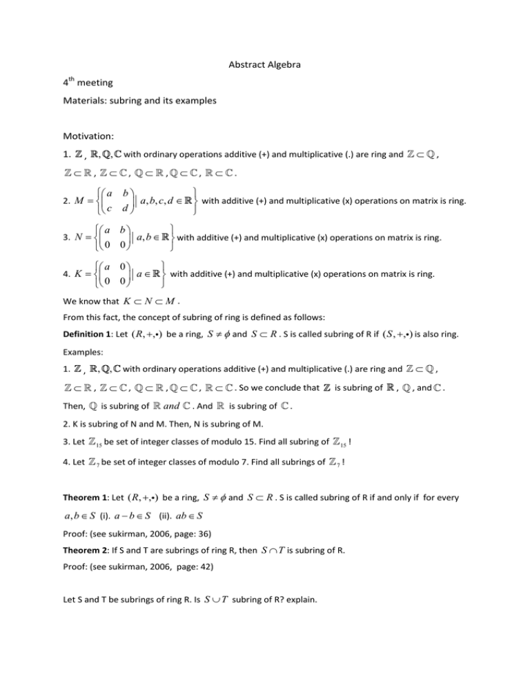 Summary of Abstract Algebra 2