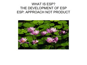 WHAT IS ESP? THE DEVELOPMENT OF ESP ESP: APPROACH NOT PRODUCT