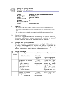 Faculty of Language and Arts State University of Yogyakarta Syllabus