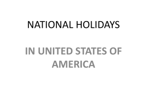 NATIONAL HOLIDAYS IN UNITED STATES OF AMERICA