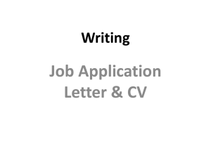 Job Application Letter &amp; CV  Writing