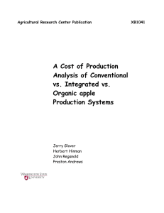 A Cost of Production Analysis of Conventional vs. Integrated vs. Organic apple