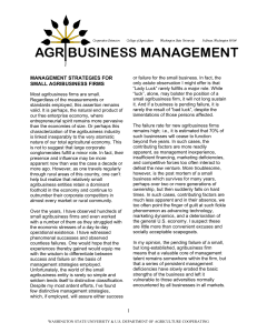 MANAGEMENT STRATEGIES FOR SMALL AGRIBUSINESS FIRMS