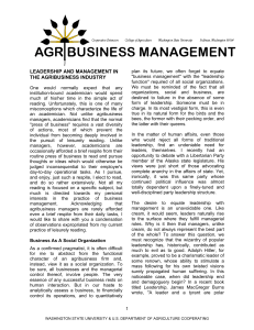 LEADERSHIP AND MANAGEMENT IN THE AGRIBUSINESS INDUSTRY