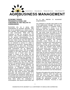ECONOMIC TRENDS, PROGNOSTICATIONS, AND CONCERNS AS THEY RELATE TO AGRIBUSINESS
