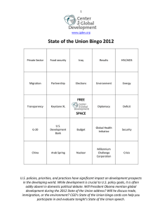 State of the Union Bingo 2012 FREE