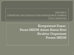 Kompetensi Dasar: Peran MSDM dalam Bisnis Ritel Struktur Organisasi Proses MSDM