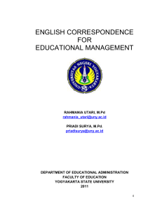 ENGLISH CORRESPONDENCE FOR EDUCATIONAL MANAGEMENT