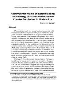 Abdurrahman Wahid on Reformulating the Theology of Islamic Democracy to