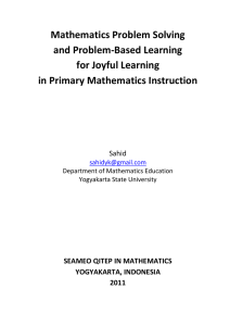 Mathematics Problem Solving and Problem-Based Learning for Joyful Learning in Primary Mathematics Instruction