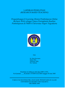 LAPORAN PENELITIAN (RESEARCH BASED TEACHING) Pengembangan E-Learning (Sistem Pembelajaran Online