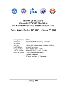 REPORT OF TRAINING JICA COUNTERPART TRAINING ON MATHEMATICS AND SCIENCE EDUCATION