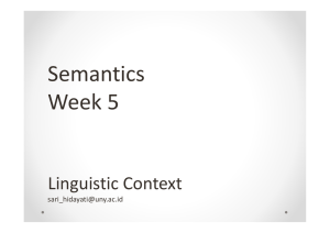 Semantics Week 5 Linguistic Context