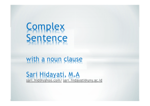 Complex Sentence with a noun clause Sari Hidayati, M.A