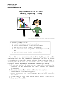 English Presentation Skills (1): Starting, Signalling, Closing