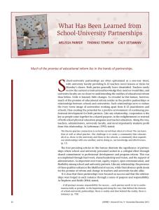S What Has Been Learned from School-University Partnerships