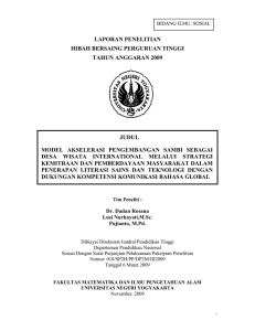 LAPORAN PENELITIAN HIBAH BERSAING PERGURUAN TINGGI TAHUN ANGGARAN 2009 JUDUL