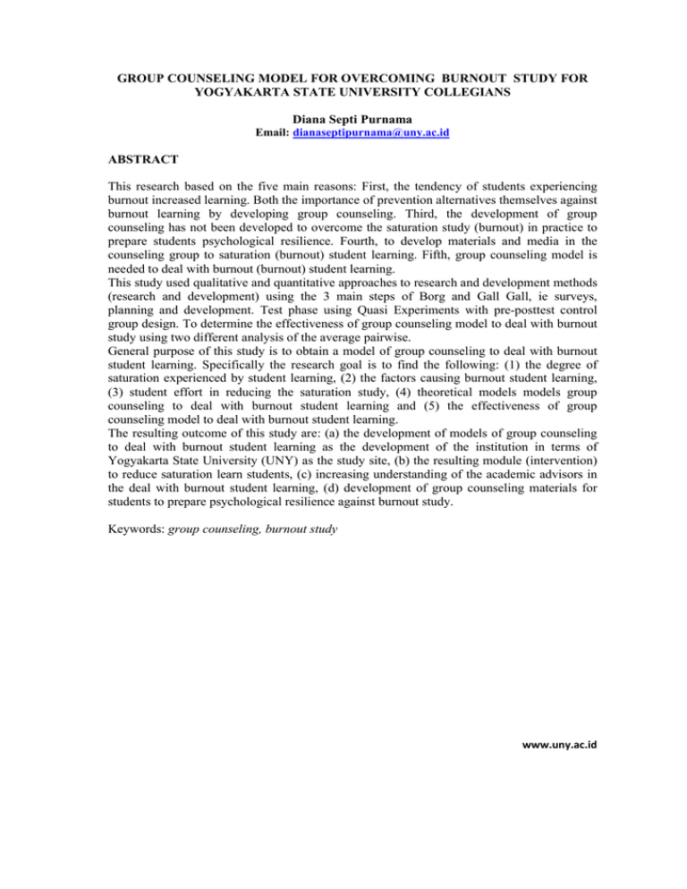 Group Counseling Model For Overcoming Burnout Study For