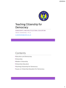 Teaching Citizenship for Democracy Contents