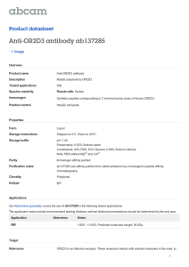 Anti-OR2D3 antibody ab137285 Product datasheet 1 Image Overview
