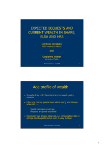 Age profile of wealth EXPECTED BEQUESTS AND CURRENT WEALTH IN SHARE,