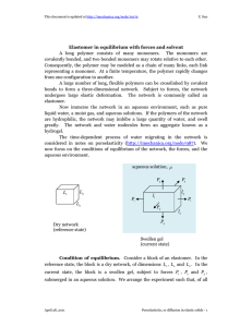 A  long  polymer  consists  of ... covalently bonded, and two bonded monomers may rotate relative to... Elastomer in equilibrium with forces and solvent