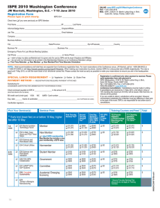 ISPE 2010 Washington Conference Registration Form